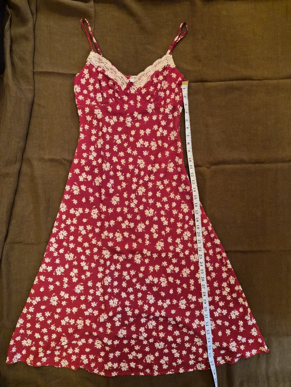 SimpleRetro Floral Lace-Trim Slip Dress